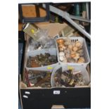 A BOX OF FURNITURE HARDWARE ITEMS, to include handles, locks etc