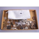 A PURSE CONTAINING MOSTLY 20TH CENTURY COINAGE, with a small amount of silver