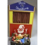 A WOODEN PUPPET THEATRE, of German manufacture, circa 1950's / 1960's, complete with curtains and