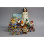 A SET OF BOXED CHAD VALLEY SNOW WHITE AND THE SEVEN DWARFS DOLLS, 1930's felt and cloth dolls with