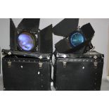 TWO QUARTZCOLOR STUDIO LIGHTS, in cases, one is a Lamebeam 2KW Mod. 3150, the other is a Polaris