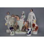 FIVE VICTORIAN STAFFORDSHIRE POTTERY FIGURES, of Royalty interest including two titled 'Princess'