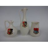 W H GOSS DEVON AND CORNWALL CRESTEDWARE, St Ives mug, Newquay vase, St ives ancient ewer Rd.No.