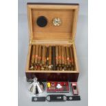 A MODERN HUMIDOR (CHINESE), 20 x 22 x 11.5cm containing approx. 47 cigars including Ahston