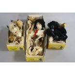 A BOXED PELHAM POODLE PUPPET, no. A4, black, with boxed Pelham Horse, no. A2, and boxed Foal, no. 5,