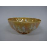 A RUSKIN POTTERY EGGSHELL FOOTED BOWL, having yellow lustre and mottled grey glaze with brown