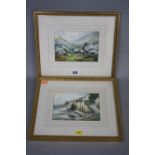 M. HULBERT, Old Fish Market, Clovelly and Doone Valley, Devon, a pair, watercolours, signed lower