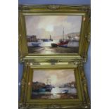 DON MICKLETHWAITE, Quiet Harbour at Sunset, oil on canvas, signed lower left, approximately 39cm x