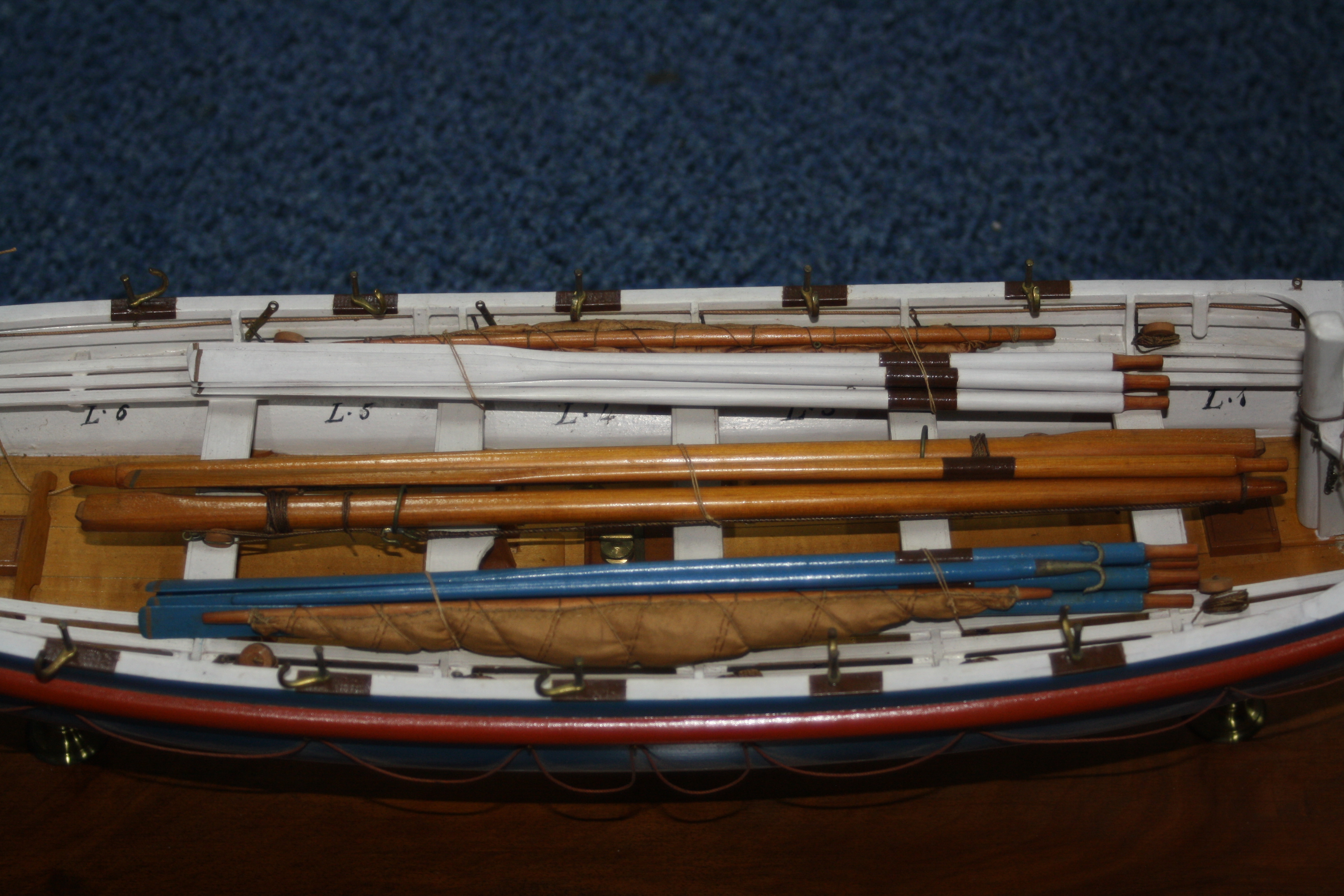 A SCRATCH BUILT WOODEN AND METAL MODEL OF A RAMSGATE LIFE BOAT, 'The Bradford', painted blue and - Image 2 of 6