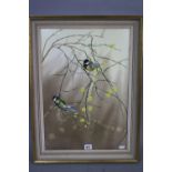 ROBIN GIBBARD, Blue tits amongst forsythia, watercolour, signed and dated (19)74 lower left,