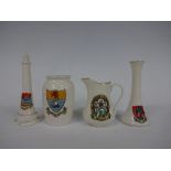 W H GOSS WELSH CRESTEDWARE, comprising Borth Eddystone lighthouse, Rhyl urn, Pwllheli jug, Carnarvon