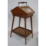 AN EDWARDIAN ROSEWOOD INLAID DISPLAY CASE/TABLE, with double lift up, carrying handle, on square