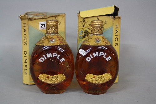 TWO BOTTLES OF JOHN HAIG DIMPLE SCOTCH WHISKY, post 1957, wire bound and boxed (some damage to