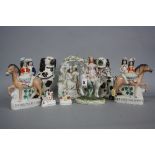 A GROUP OF VICTORIAN STAFFORDSHIRE POTTERY FIGURES, comprising 'Going to Market', 'Returning