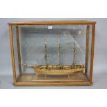 A 20TH CENTURY WOODEN SCRATCH BUILT MODEL OF 'BARQUENTINE WATERWITCH 1871', no sails but full