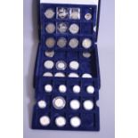 A BOXED SET OF MAINLY SILVER PROOF COINAGE, thirty one coins, to include Crown size silver proofs