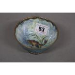 A WEDGWOOD LUSTRE BOWL, having fish and seaweed decoration to steep sided mottled ground, on