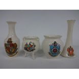 W H GOSS WEST MIDLAND CRESTEDWARE, comprising Halesowen Abbey trinket, Sutton Coldfield urn, Bewdley