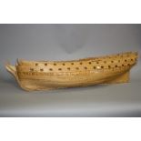 A PART CONSTRUCTED WOODEN MODEL SHIP, believed to be H.M.S. Agamemnon, constructed by
