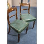 A SET OF SIX REGENCY MAHOGANY DINING CHAIRS, the backs with reeded panel above horizontal rope twist