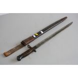 A 1913 PATTERN USA MILITARY RIFLE BAYONET, by Remington, with scabbard, makers marks on hilt (good