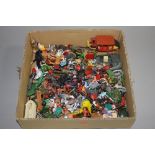A QUANTITY OF UNBOXED AND ASSORTED PLAYWORN CAST AND PLASTIC FIGURES AND ACCESSORIES, Soldiers,