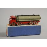 A BOXED DINKY SUPERTOYS FODEN 14 TON TANKER LORRY, No.504, 2nd type cab, red cab, chassis and hubs