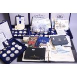 A QUANTITY OF COINS COMMEMORATIVE AND COIN COVERS, to include Westminster boxes, Royal family,