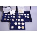 TWO BOXES OF COINS BY WESTMINSTER OF MAINLY SILVER PROOFS, many in .999, others .925 etc, to include