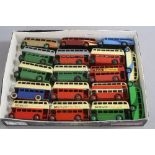 A COLLECTION OF UNBOXED AND ASSORTED PLAYWORN DINKY TOYS BUS AND COACH MODELS, majority are 29c/