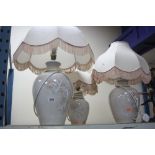 THREE DENBY COLOROLL HAND THROWN TABLE LAMPS, with matching shades (3)