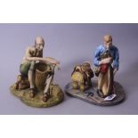 TWO COALPORT FIGURES, Limited Edition 'Saddler' 263/1000 and 'Basket-Maker' (restorations) (2)