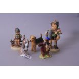 FIVE ORNAMENTAL FIGURES, to include Lladro seated dog, Royal Doulton Bunnykins 'The Artist', Beswick