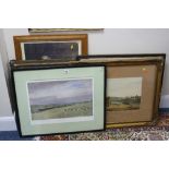 PICTURES AND PRINTS, nine various pictures, including a framed indenture, dated 1888 and after