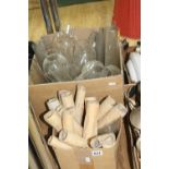TWO BOXES OF GLASS OIL LAMP CHIMNEYS, various shapes and sizes (two boxes)