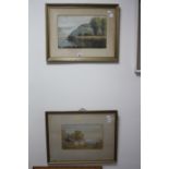 THREE WATERCOLOURS, landscapes, George Jackson, dated 1946, approximately 27cm x 38cm, John Fox,