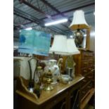 A QUANTITY OF HOUSEHOLD MISCELLANEOUS, to include a quantity of table lamps, two ceiling lights,