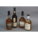 FOUR BOTTLES OF SINGLE HIGHLAND MALT SCOTCH WHISKY, one Lagavulin 16 year aged single Islay malt,