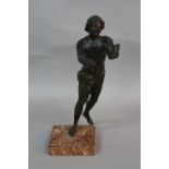 A 19TH CENTURY BRONZE FIGURE, of a classical male figure, his arms outstretched in front, his long