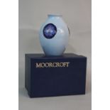 A MOORCROFT TRIAL VASE, of ovoid form with short neck, blue ground with blue Flaminian style