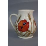 A MOORCROFT HARVEST POPPY PATTERN BALUSTER MILK JUG, impressed and painted marks, bears price