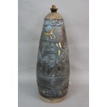 A TILGMANS KERAMIK POTTERY LAMP BASE, by Marian Zawadzki, incised with a band of butterflies above