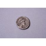 AEMILIA 7 MAN AEMILIUS LEPIDUS DENARIUS, 114-113BC Laureate head Diademed head of Roma right Roma