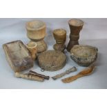 TRIBAL INTEREST, a box of treen pestles and motars, varying ages and designs (parcel)