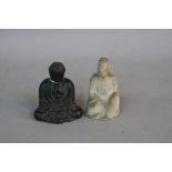 A SPELTER FIGURE OF A MEDITATION BUDDHA, the base bearing character marks, height approximately 9cm,