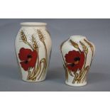 A MOORCROFT HARVEST POPPY PATTERN BALUSTER VASE, height approximately 10.5cm, together with