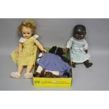 TWO 1950'S PLASTIC DOLLS, no markers marking, first one has painted eyes and features, with