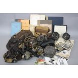 A LARGE BOX OF FLYING EQUIPMENT, from the WWII era and beyond and large quantity of papers photos