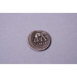 JULIUS CAESAR AR DENARIUS TRAVELLING MINT 49-48BC, Elephant right snake CAESAR in exergue/Priestly