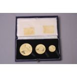 CASED SET OF KENNEDY 18K GOLD MEDALS 1965, with certificates and weights guaranteed by Johnson